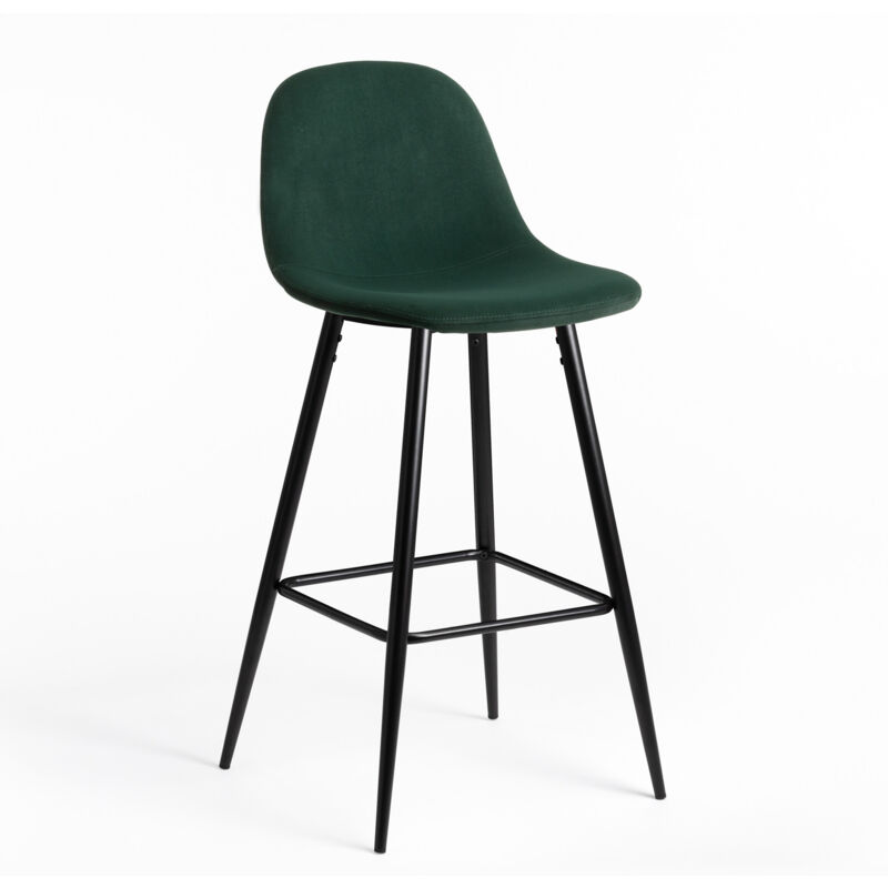 

Pack 2 Taburetes Altos en Terciopelo Glamm Negro Verde Jungla - Sklum