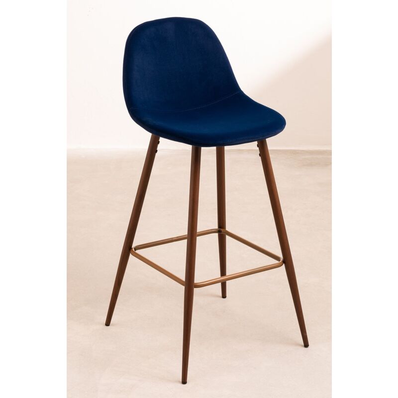 

Pack 2 Taburetes Altos en Terciopelo Glamm SKLUM - Madera Oscura Azul Marino