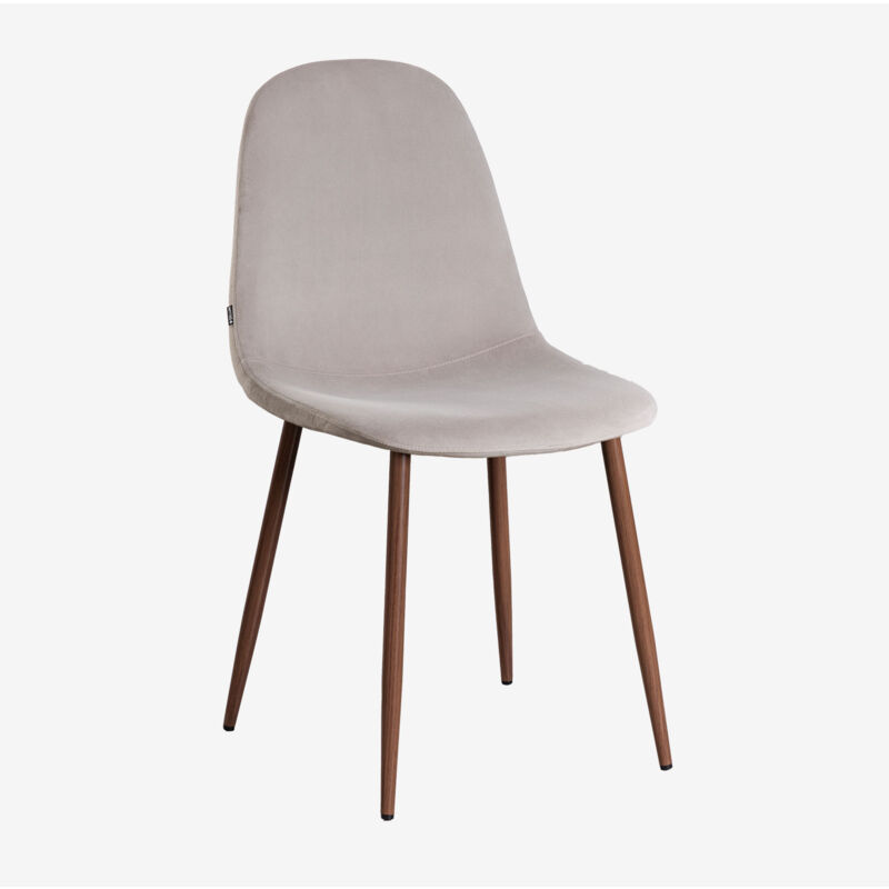 

PACK 4 Sillas en Terciopelo Glamm Madera Oscura Gris Topo - Sklum