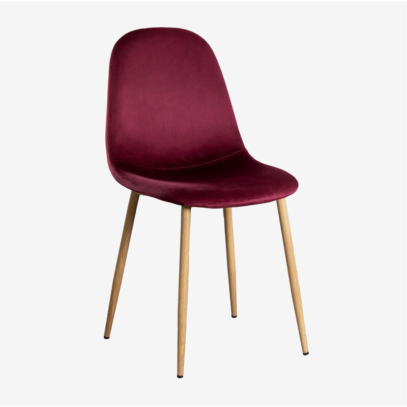 

PACK 4 Sillas en Terciopelo Glamm SKLUM - Madera Natural Rojo Burdeos
