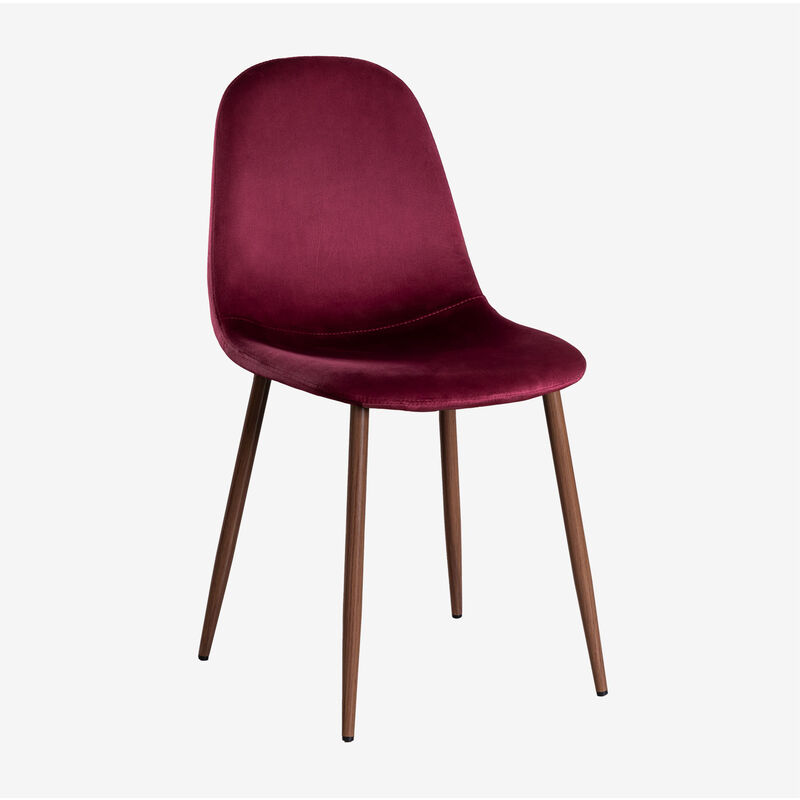 

PACK 4 Sillas en Terciopelo Glamm Madera Oscura Rojo Burdeos - Sklum