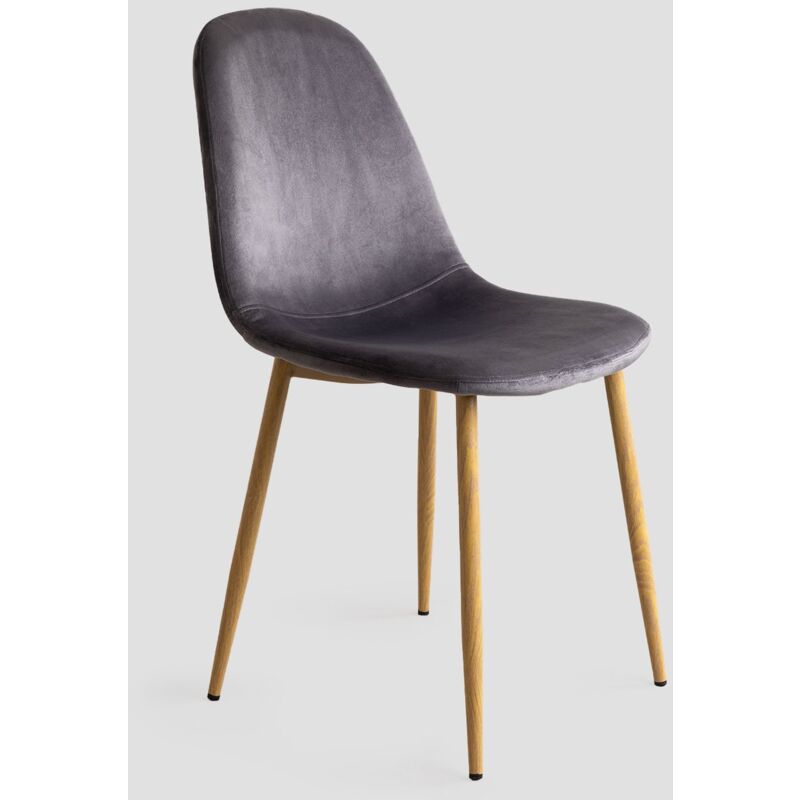 

PACK 4 Sillas en Terciopelo Glamm SKLUM - Madera Natural Gris oscuro