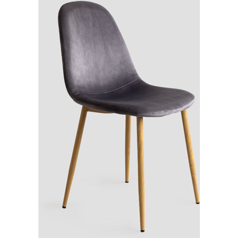 

PACK 4 Sillas en Terciopelo Glamm Madera Oscura Gris oscuro - Sklum