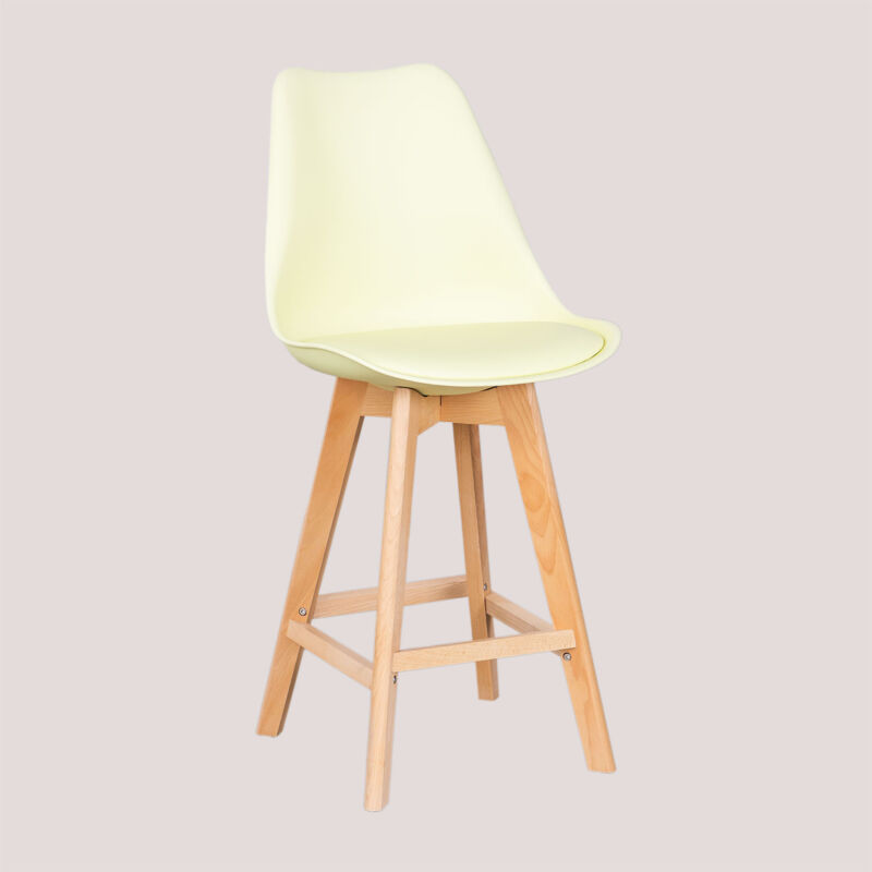 Sklum - Lot de 4 tabourets hauts 65 cm avec coussin en similicuir nordique Mousse Citron