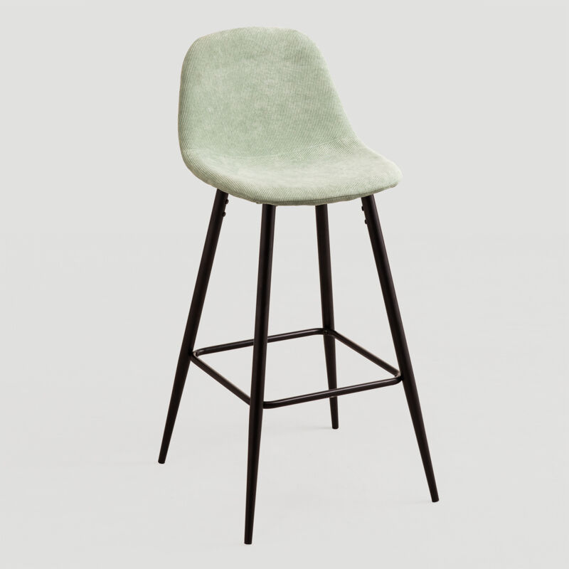

Sklum - Pack 4 Taburetes Altos en Pana Glamm Negro Verde Menta