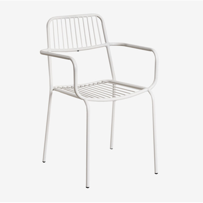 Lot de 2 chaises de jardin empilables Elton avec accoudoirs Sklum Blanc Gardenia