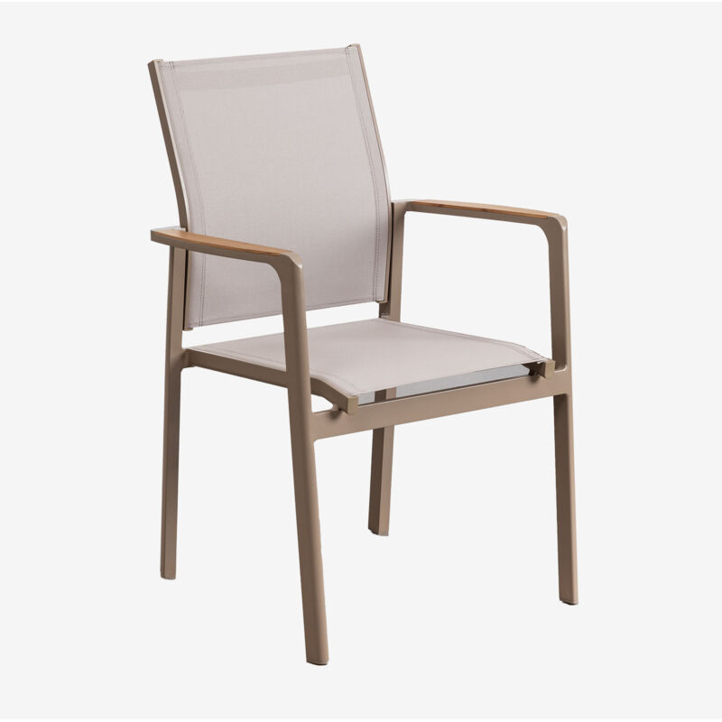 Sklum - Pack de 2 chaises de jardin empilables avec accoudoirs en aluminium Elvira Moka Brown Sklum - Pack de 2 chaises de jardin empilables avec accoudoirs en aluminium Elvira Moka Brown