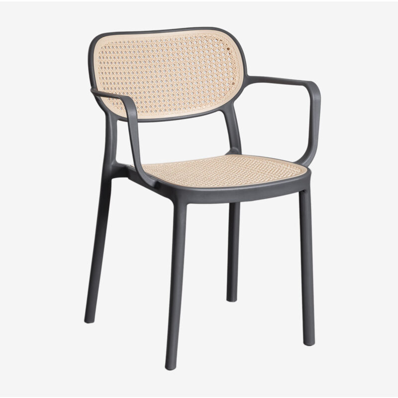 Pack de 2 chaises de jardin empilables avec accoudoirs Omara Sklum Gris Graphite - Gris Graphite