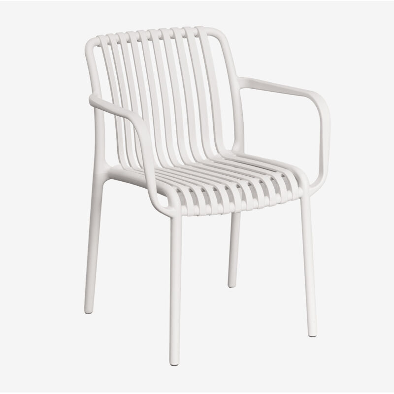 Lot de 2 chaises de jardin Wendell en polypropylène avec accoudoirs Sklum Blanc Gardenia
