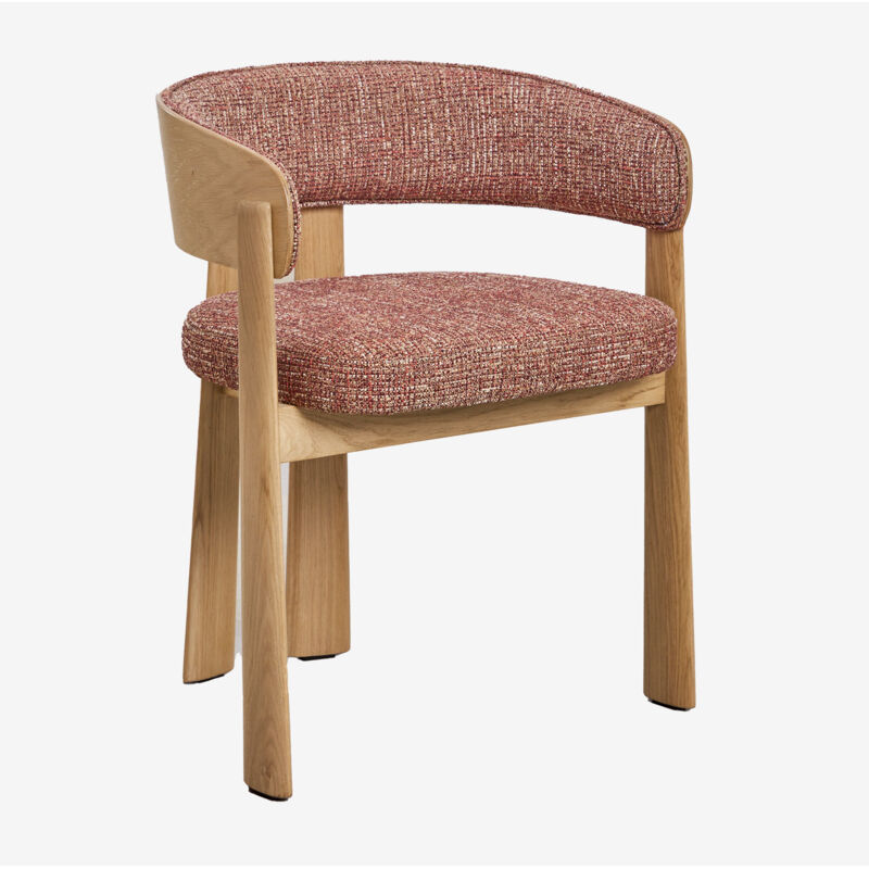 Pack de 2 chaises de salle à manger en bois de chêne et tapissées Olea SKLUM
