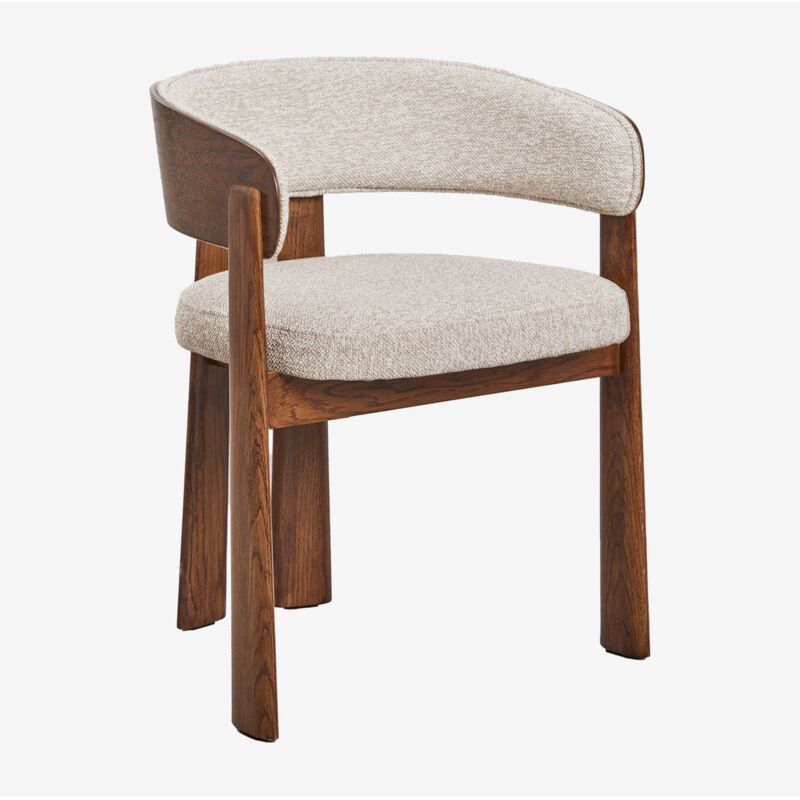 Pack de 2 chaises de salle à manger en bois de chêne et tapissées Olea SKLUM