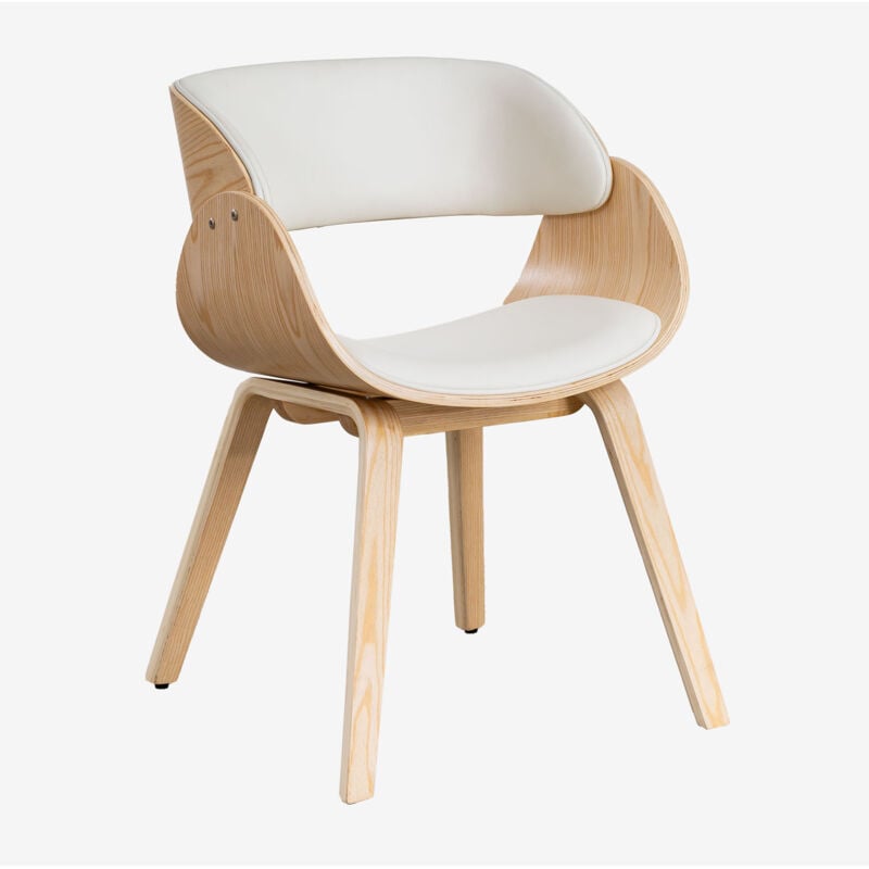 Sklum - Pack de 2 chaises de salle à manger en bois et similicuir Lorete