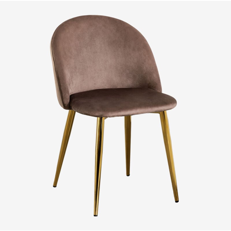 Sklum - lot 2 Chaises en Velours Kana Marron Army Doré