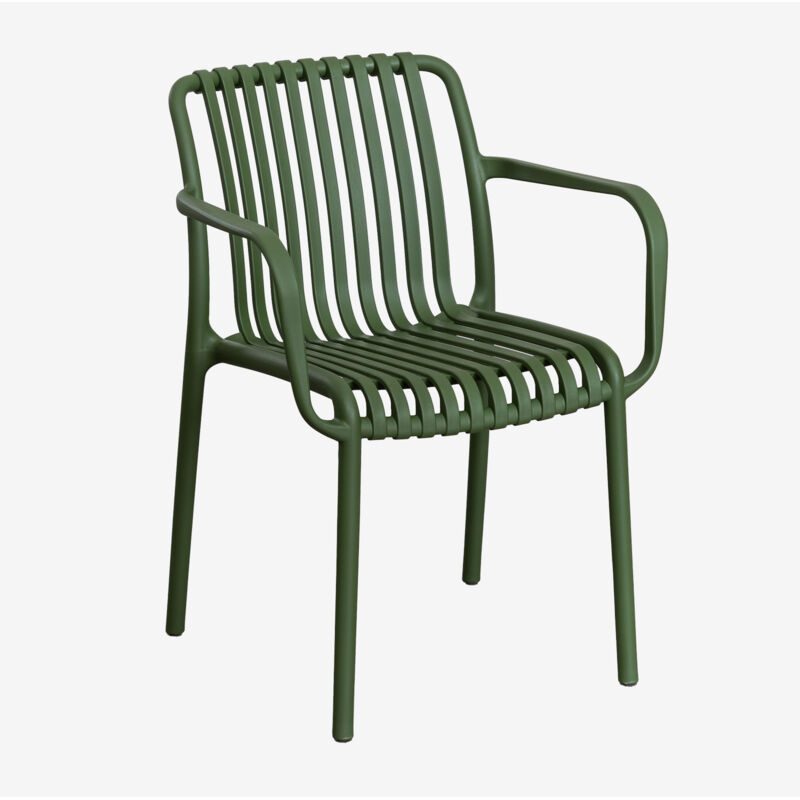 Sklum - Lot de 2 chaises de salle à manger Wendell en polypropylène avec accoudoirs Vert Pesto