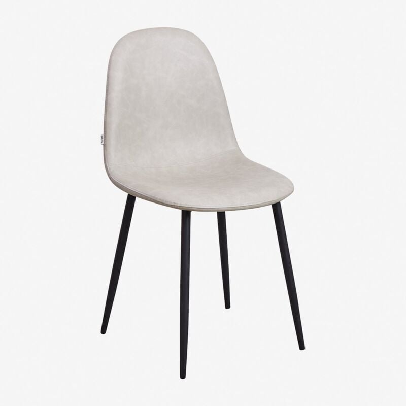 Pack de 2 chaises de salle à manger en similicuir Glamm SKLUM Gris Taupe Clair Noir