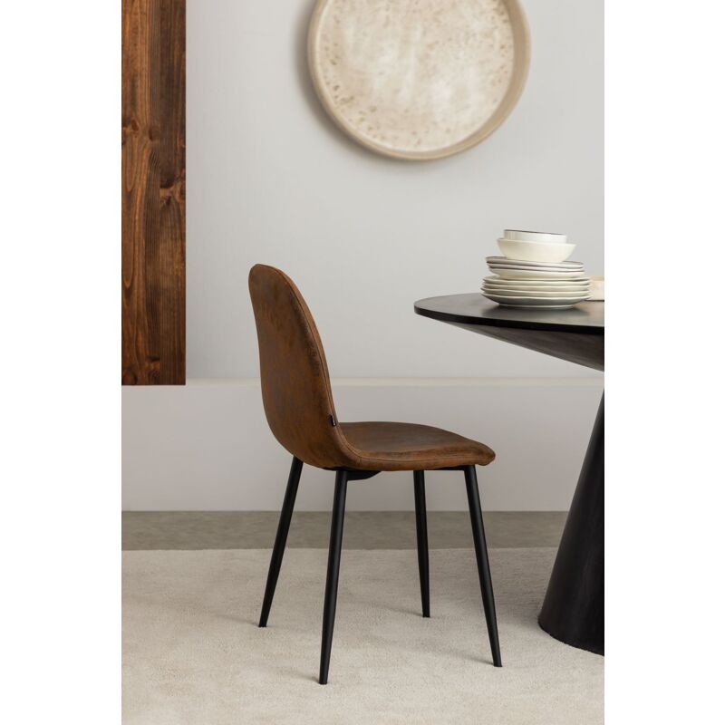 Sklum - Pack de 2 chaises de salle à manger en similicuir Glamm Café Vintage Noir