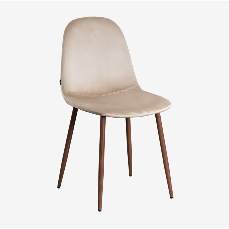 Sklum - Pack 2 chaises de salle à manger en velours Glamm Brun Blé Bois foncé