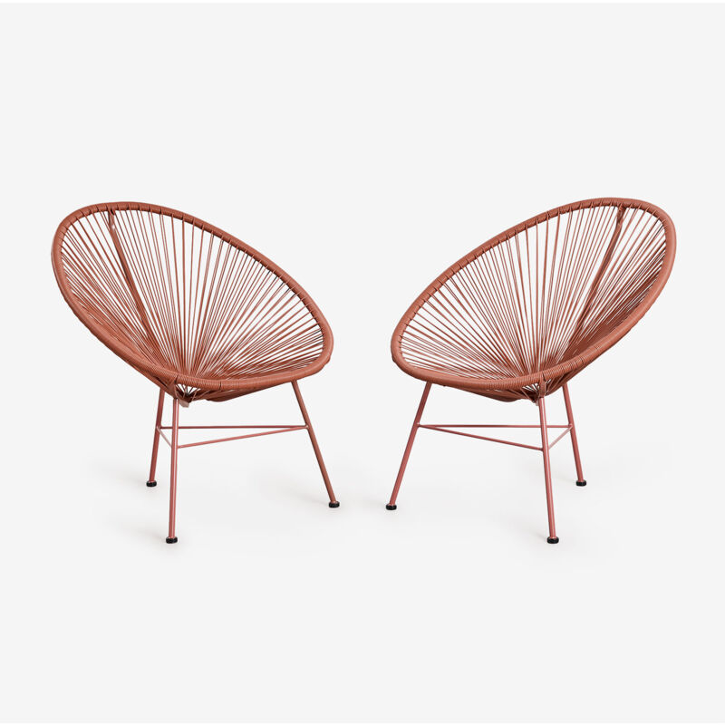 Lot de 2 chaises de jardin en acier et osier synthétique New Acapulco Sklum Rouge Tuile