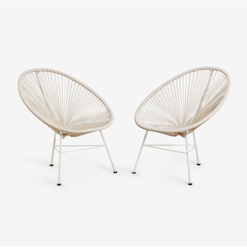 Lot de 2 chaises de jardin en acier et osier synthétique New Acapulco Sklum Tapioca Beige
