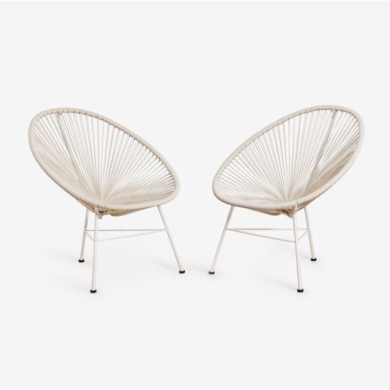 Lot de 2 fauteuils en acier et rotin synthétique New Acapulco SKLUM Tapioca Beige