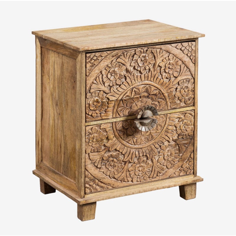 Sklum - Pack de 2 tables de nuit en manguier avec tiroirs Wiluna