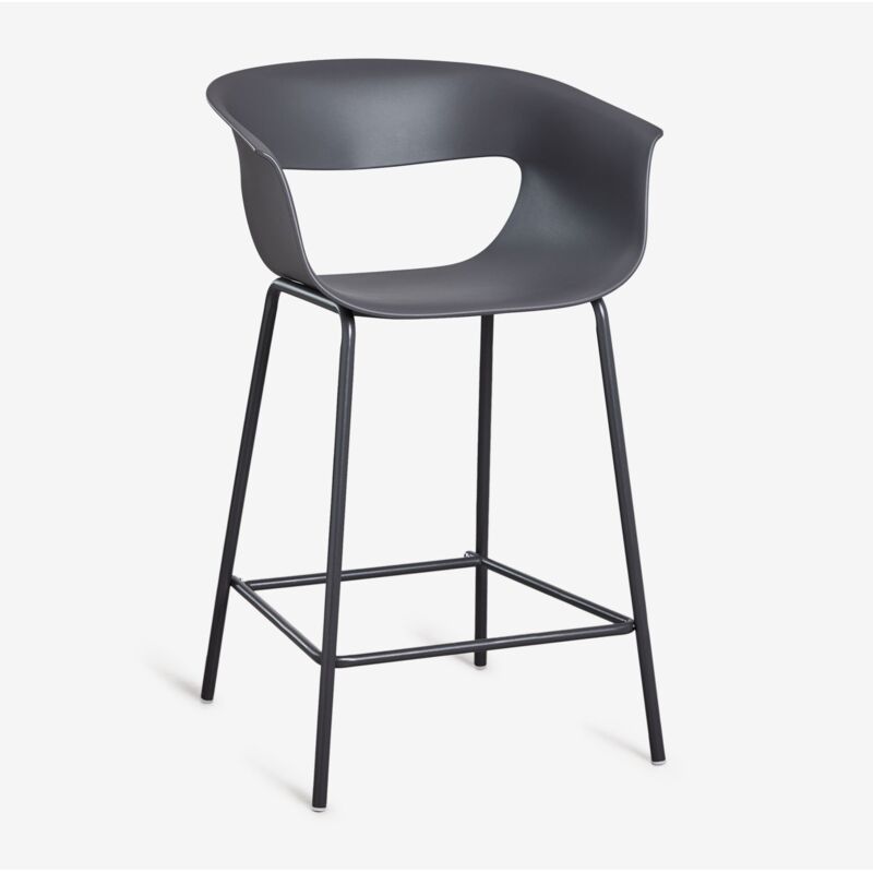 Pack de 2 tabourets de jardin hauts en polypropylène et fer Alanys SKLUM Gris Graphite ↑65 cm