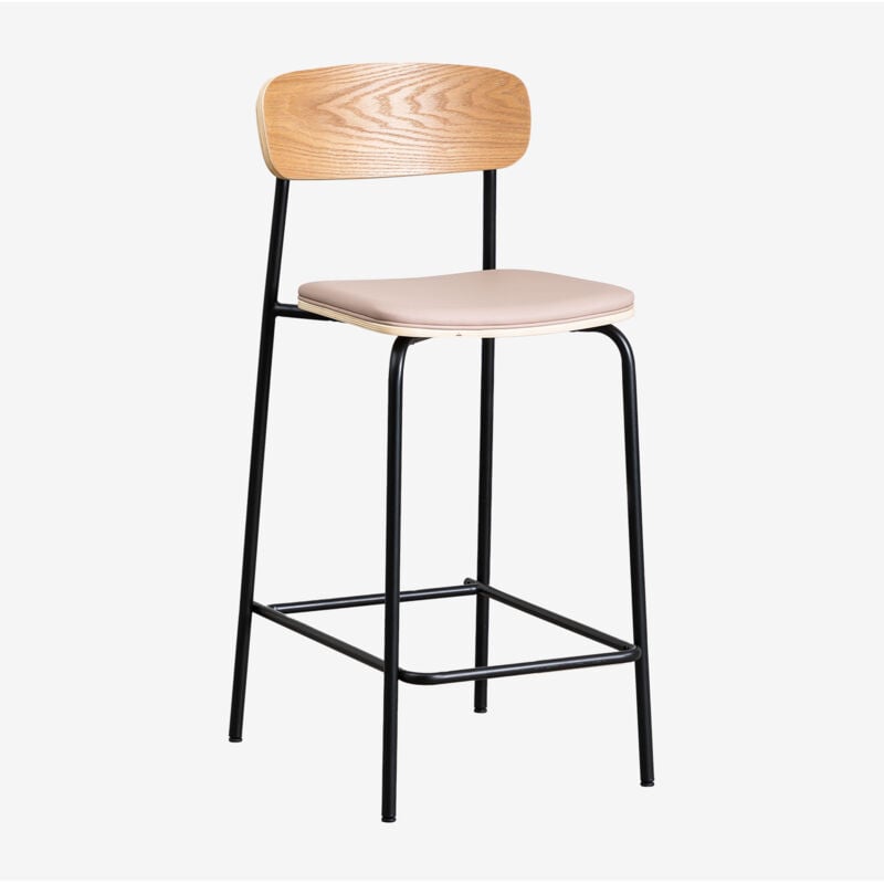 Sklum - Pack de 2 tabourets hauts empilables 65cm en fer et bois Wilpier Noir