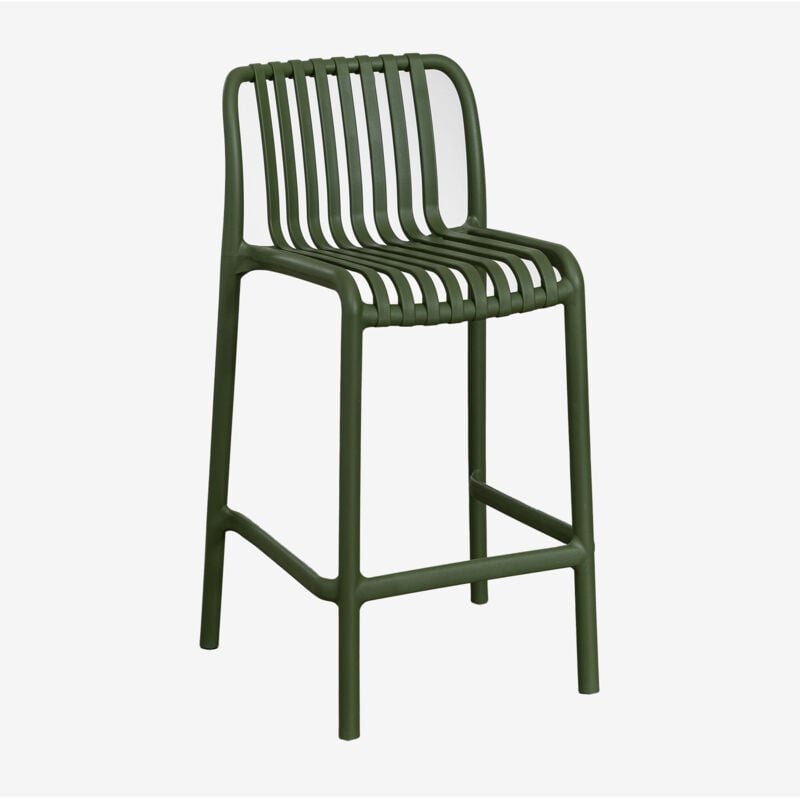 Sklum - Pack de 2 tabourets hauts empilables en polypropylène Wendell Vert Pesto ↑65 cm