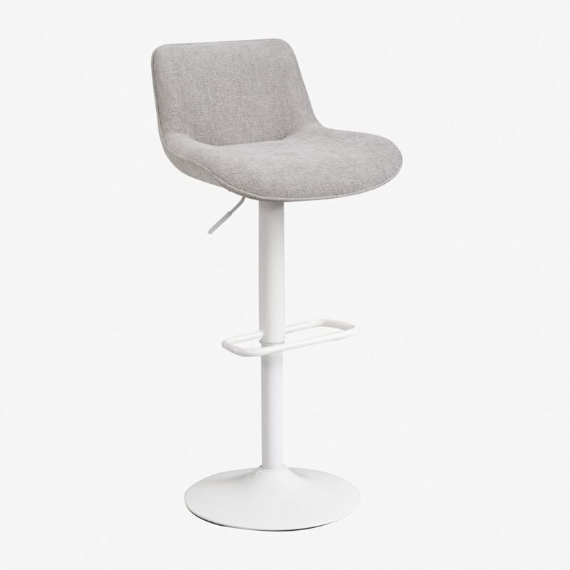 Sklum - Pack de 2 tabourets hauts réglables avec dossier en métal et tissu Igarasi Blanc - Gris Clair
