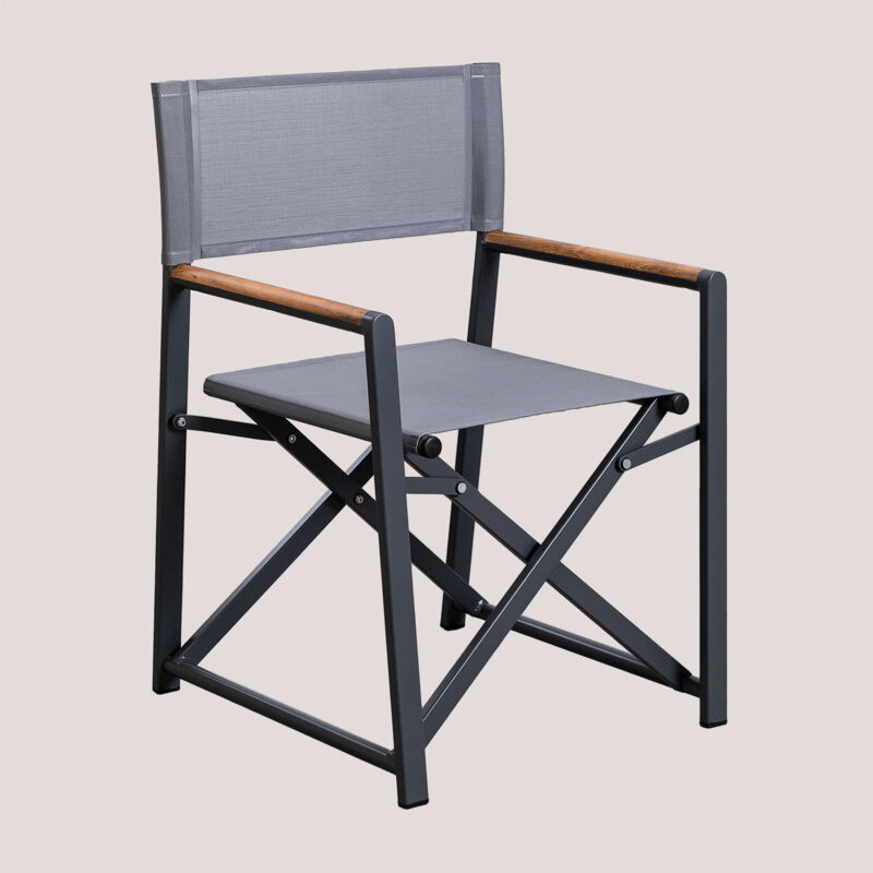 Lot de 4 chaises de directeur de jardin pliantes Jordana SKLUM Gris Anthracite