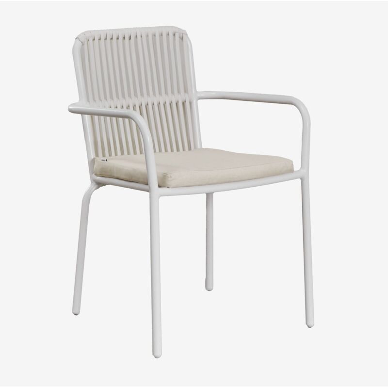 Sklum - Lot de 4 chaises de jardin empilables avec accoudoirs en aluminium Alberta Blanc Gardenia Sklum - Lot de 4 chaises de jardin empilables avec accoudoirs en aluminium Alberta Blanc Gardenia