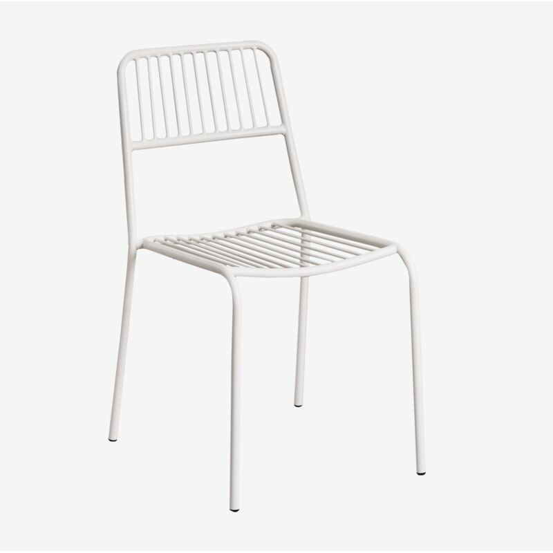Sklum - Pack de 4 chaises de jardin empilables en acier Elton Blanc Gardenia