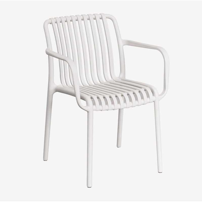 Lot de 4 chaises de jardin Wendell en polypropylène avec accoudoirs Sklum Blanc Gardenia