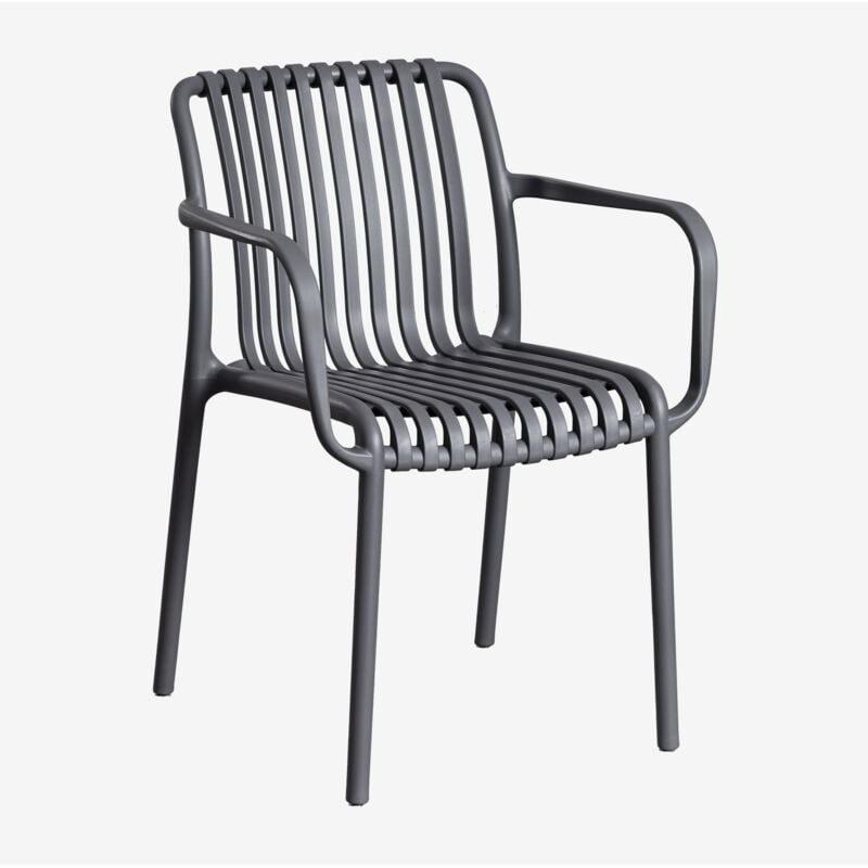 Lot de 4 chaises de jardin Wendell en polypropylène avec accoudoirs Sklum Gris Graphite
