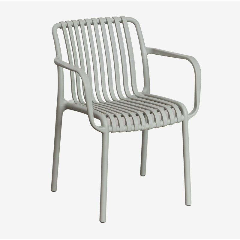 Lot de 4 chaises de jardin Wendell en polypropylène avec accoudoirs Sklum Vert Kaki