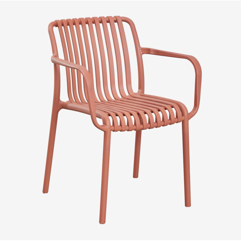 Lot de 4 chaises de jardin Wendell en polypropylène avec accoudoirs Sklum Rouge Tuile