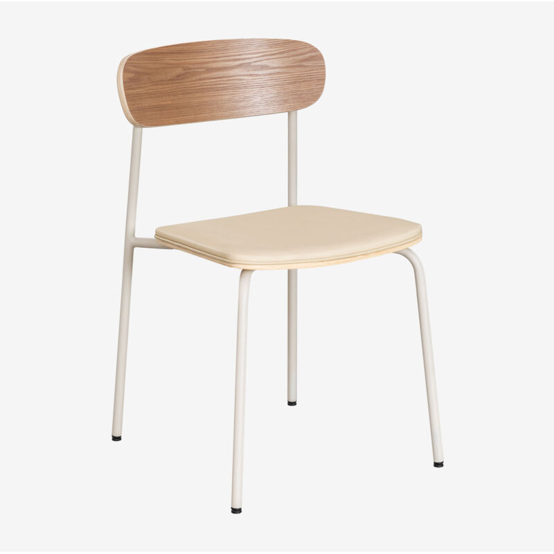 Pack de 4 chaises de salle à manger empilables en fer et bois Wilpier Sklum Blanc Gardenia