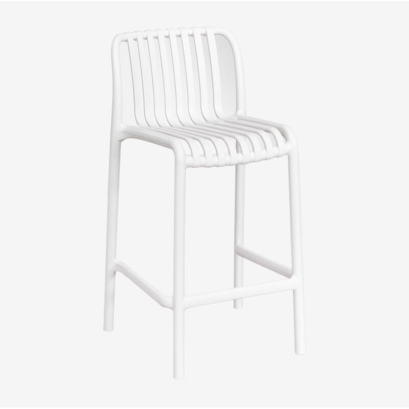 Sklum - Lot de 4 tabourets de jardin empilables Wendell en polypropylène Blanc Gardenia ↑65 cm