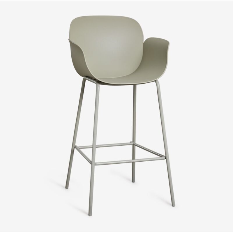 Pack de 4 tabourets hauts en polypropylène et fer Lynette SKLUM Vert Bambou ↑75 cm