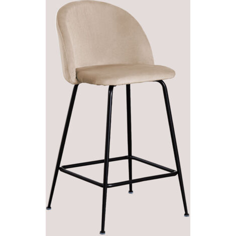 SKLUM Packung mit 4 hohen Hockern aus Kana Design-Samt  ↑65 cm       Braun Weizen  Schwarz                        