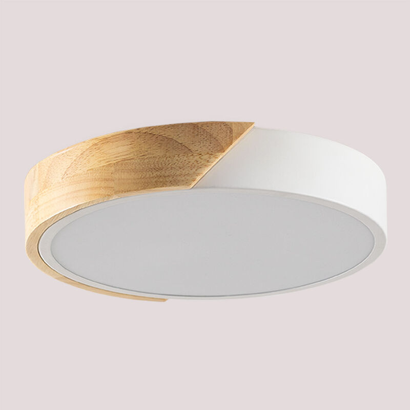

Plafón LED Jan (Ø30 cm) Blanco - Madera Natural - Sklum