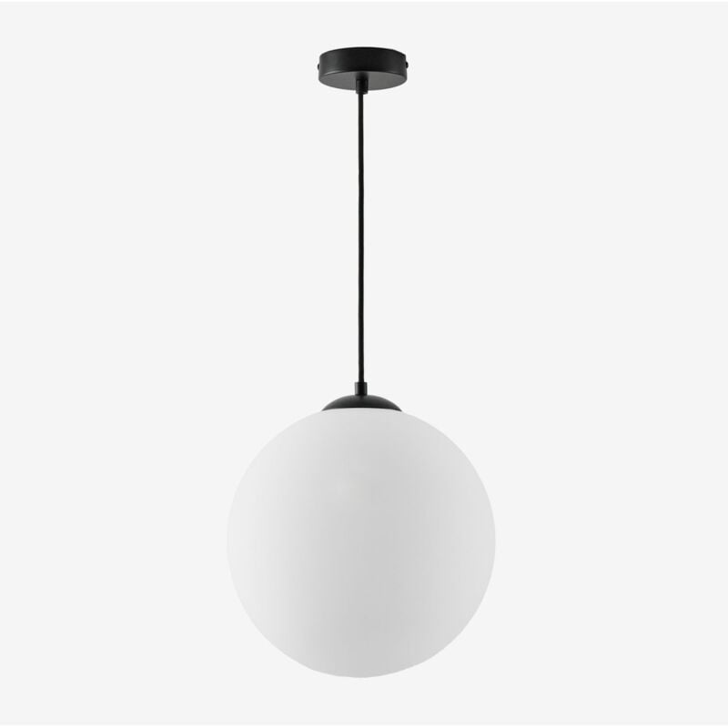 Sklum - Plafonnier en fer avec boule de verre Uvol Noir Ø30 cm