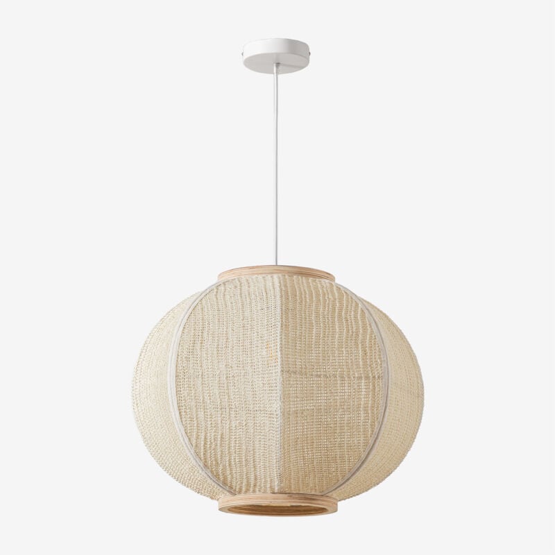 Sklum - Plafonnier en Lin Ziyec Beige Crème Ø50 cm