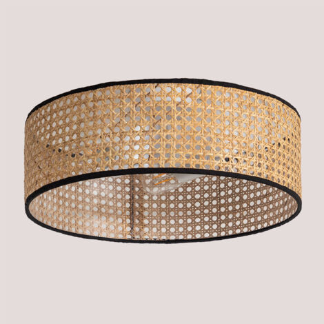 Sklum – Plafonnier en rotin naturel – Dimensions 18x41cm – Culot E27 – Indice de protection IP20 – Pour intérieurs modernes