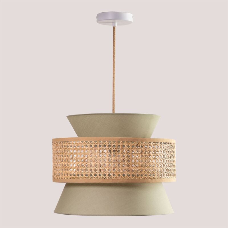 Sklum - Lampe Suspendue en Rotin Yereh Vert Olive