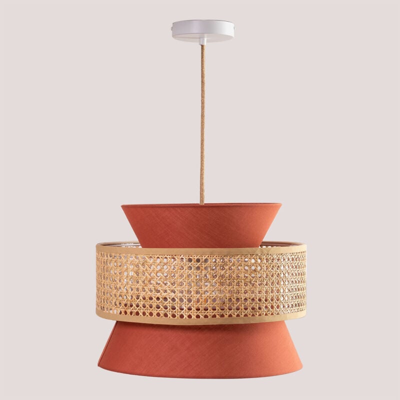 Sklum - Lampe Suspendue en Rotin Yereh Rouge Argile