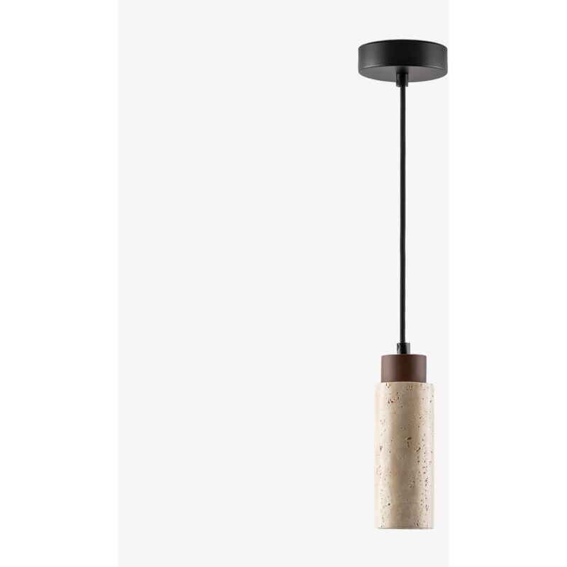 Plafonnier en travertin et bois (Ø6,5 cm) Davise Sklum Couleurs Naturelles