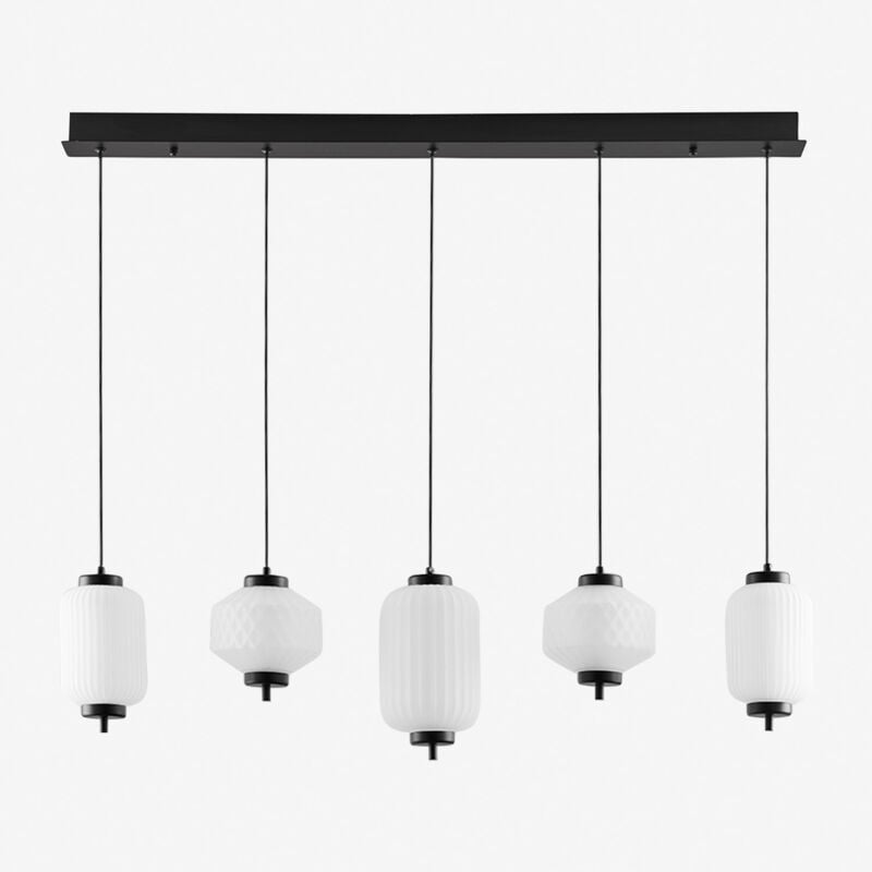 Sklum - Plafonnier led en fer et verre avec 5 points lumineux Necsar Noir