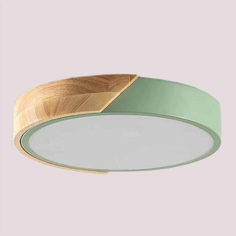 Sklum - Plafonnier led Jan Celadón - Madera Natural Ø30 cm