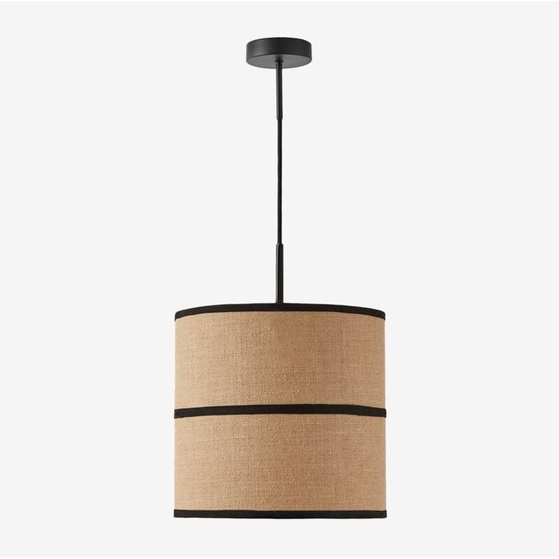 Plafonnier Olinda en jute et coton SKLUM Noir Ø30 cm